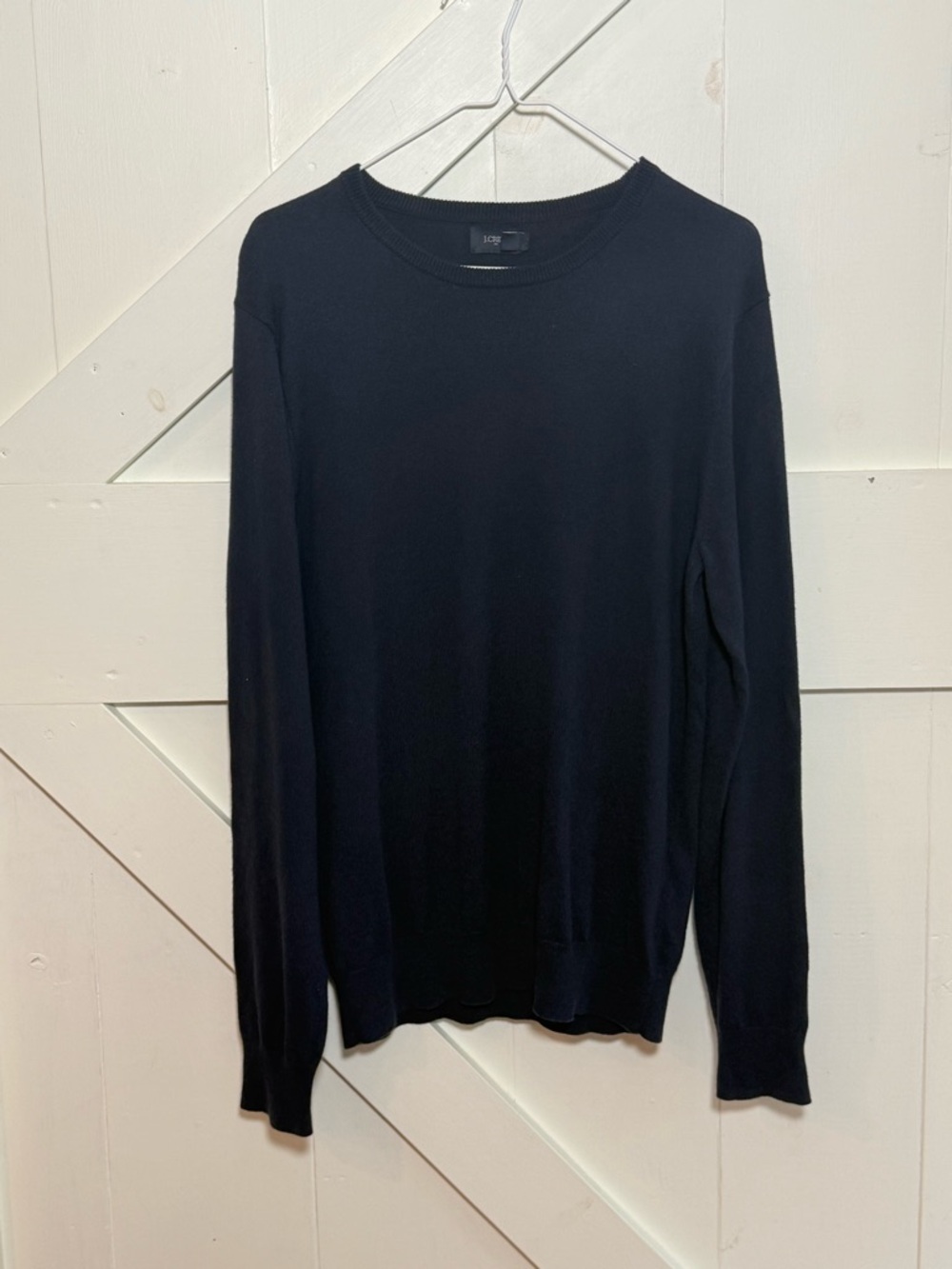 J.Crew Navy Blue Harbor Cotton Merino Wool Crewneck Sweater Size M F4707